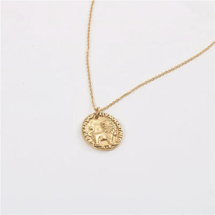 Fenny Wholesale PVD Plated Creative Personality Animal Lion Pendant Stainless Steel Choke Chain Necklace for Women