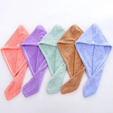 Custom LOGO Drying Towels Thin Cap With Button for Women Super Absorbent Quick-Drying Hair Care Cap