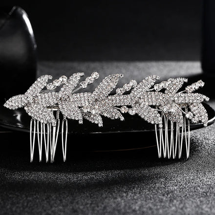 Silver Double Side Hair Comb for Bride Rhinestone Bridal Hair Comb Party Hairpiece for Women Girls
