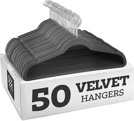 High-grade Velvet Hangers Non-slip and Durable Space-saving Closet Hangers with 360-degree Chrome-plated Swivel Hooks