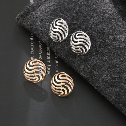 TongLing European Minimalist Geometric Round Earring Women Jewelry Hollow Out Small Stud Earring for Daily Life