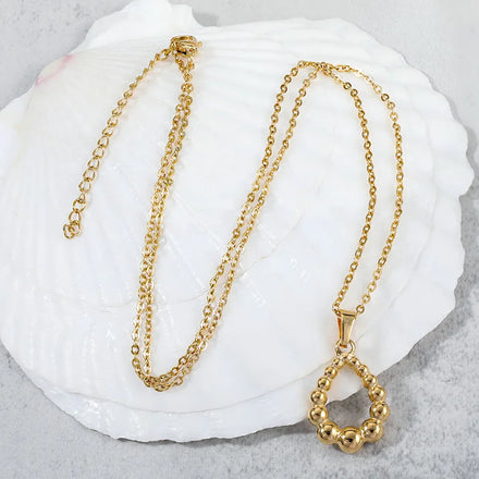 Wholesale Fashion Stainless Steel Water Drop Shape Hollow Out Pendant Necklace for Men and Women