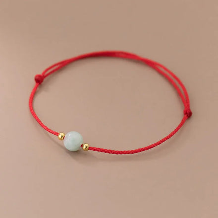 Fashion Red Cord Braided Bracelet Christmas Gifts Jewelry 925 Sterling Silver 18K Gold Plated Beads Jade Bracelets for Girls