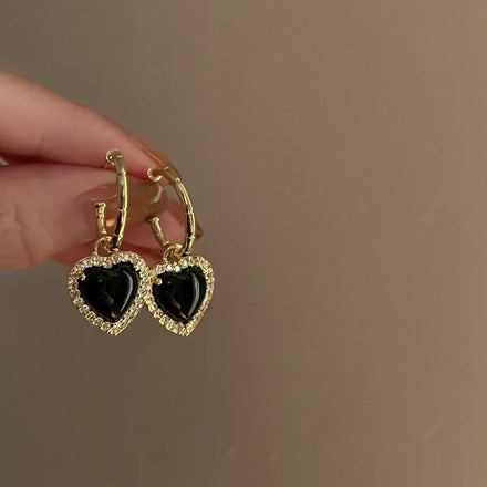 HOVANCI Daily Wearing Fashion Earring Gold Plated Heart Shape Transparent Bamboo Drop Hoop Stud Earring