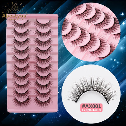 Abestyou 10pair 3d Mink Lashes Natural Long 9/10/11mm Messi Fluffy Faux Cils Fake Eyelashes Korean Makeup Maquiagem Frete Gratis