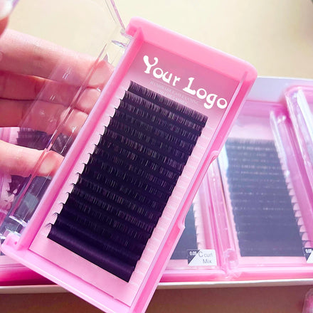 Private Label Cashmere Volume Eyelash Extensions 0.05 0.07 Handmade Fan Lashes Matte Black Easy Fan Blooming Lashes Trays Vendor