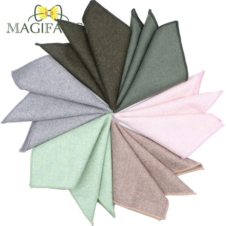 Classy Solid Plaid Soft 50% Wool Handkerchief 22cm Men Suit Pink Hankies Banquet Pocket Square Tuxedo Bow Tie Autumn Winter Gift