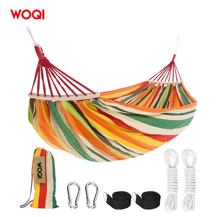 WOQI Hot Sale Single or Double Outdoor Colorful Camping Hammock with Travel Bag