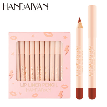 HANDAIYAN 12 Color Matte Lipstick Lip Liner Set Easy Hand Velvet Mist Face Lip Gloss Natural Lasting
