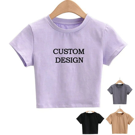 RTS018 Wholesale Spring Summer 100% Cotton Blank Top Women Tees Cropped Plain T Shirt Top for Ladies
