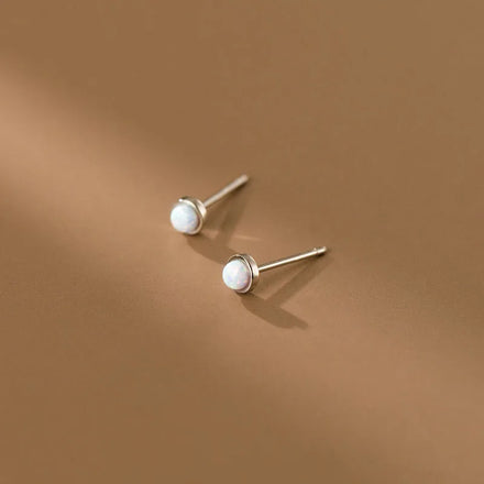 New 925 Sterling Silver Round 4MM Opal Stud Earrings for Women 18K Gold Plated Jewelry Gifts