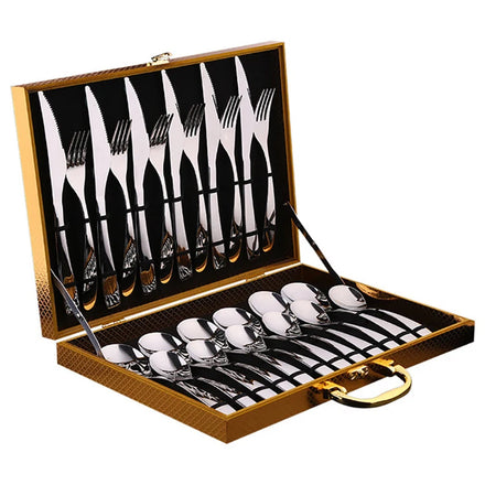 Portable Tableweare Travel Portable Stainless Steel Cow Children Cartoon Cutlery Three-piece Student Chopsticks Spoon Fork Set