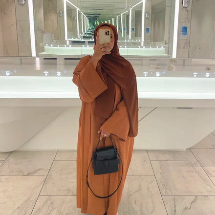 Custom Wholesale Dubai Solid Color Anti-Wrinkle Casual Breathable Muslim Islam Robes Set Modest Khimar Hijab Middle East Abaya