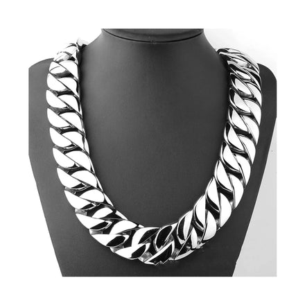 32mm Width Big Size 316l Stainless Steel PVD White Gold Plated Heavy Hiphop Chunky Cuban Chain Men Necklace