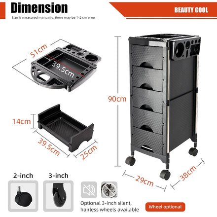 OEM Support SPA Hairdressing Trolley Salon Rolling Trolley Cart for Hair Styling