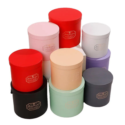New Arrival Gift Box Valentine's Day Portable Hug Bucket Cylinder Round Flower Box with Handle