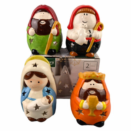 Wholesale Ceramic Christmas Snowman Decoration Candlestick Santa Claus Candle Holder Jesus Candle Jar