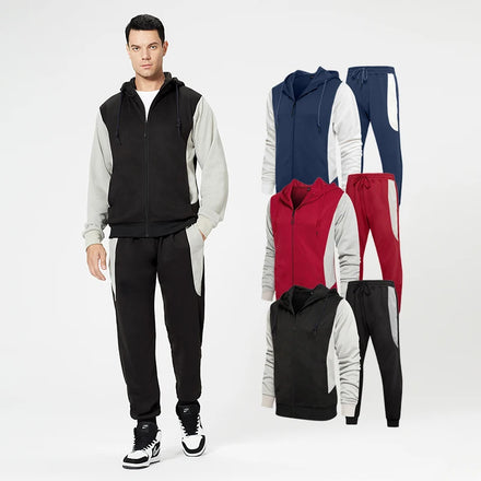 Wholesales Hooded Sweat Jacket and Jogger Pants Two Pieces Designer Tracksuits for Men Custom Logo Sports Suit