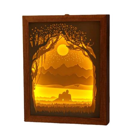 Custom Lighted Shadow Boxes Wall Hanging Art Painting Decorative Wooden Frames Promotional Paper Material