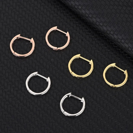 Simple Fashion 925 Sterling Silver Round Shape Ear Hoop Earrings for Men Women