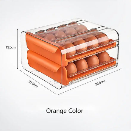 Egg Container for Refrigerator BPA Free Stackable 2-tier Drawer Type Food-grade Egg Holder with 32-Egg Capacity
