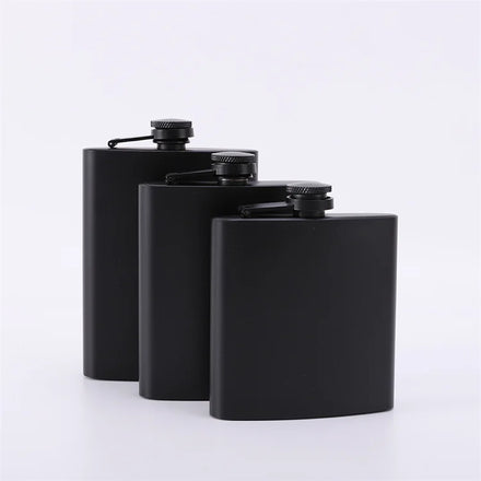 Online Top Seller 2023 Matte Black 6/7/8OZ Stainless Steel Leakproof Hip Flask for Camping Hunting Hiking
