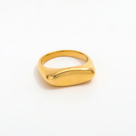 Fenny 18K Gold Plated Wholesale Fashion Irregular Geometric D-shaped Stainless Steel Finger Ring Trendy for Women