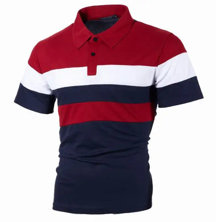 Polyester Cotton Tshirts Plain Mens Polo Tshirts Color Block Custom logo Printed Men's Polo Shirt