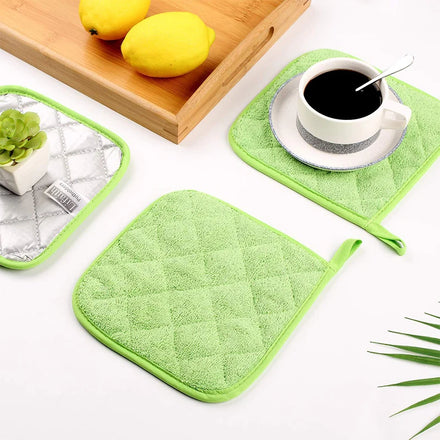 Square Pot Holders Silver Coated Heat Resistant Cotton Mat Non-slip Potholder Cushion Kitchen Baking Hot Pads Table Placemat