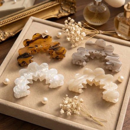 New Arrival Korean Women Hair Accessories Acrylic Wave Clips Hair Claw Clips Fashion Sweet Claw 8cm Marble /leopard Color