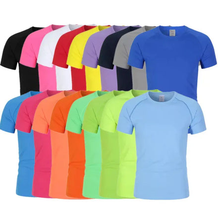 Custom logo Quick Dry Body Fit O-neck Collar Sports Running Gym Dry-fit 100% Polyester Plain Blank Men T-shirt Wholesale