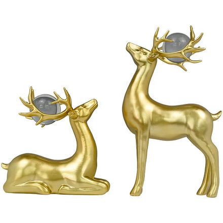 One Pair Resin Crafts Elk Statue Decoration Christmas Deer Figurine Decoration Home Office Decor Statues