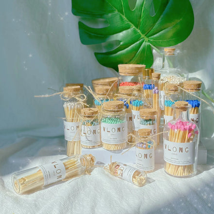 Wholesale Custom Luxury Coloured Matchsticks With logo Safety Matches in Glass Bottle 4 Inch Loose Long Matches