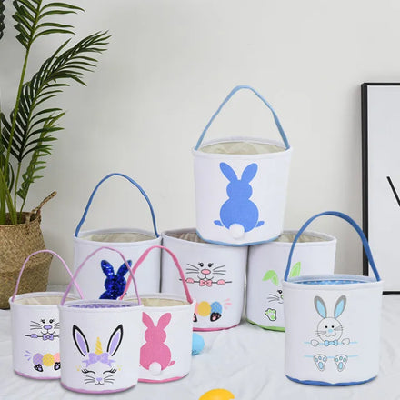 RubySub New DIY Kids Easter Bucket Bunny Bag Personalized Plush Rabbit Easter Baskets