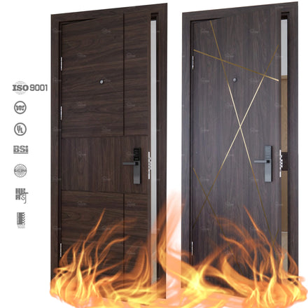 Yohome Custom Luxury Hotel Rooms Doors in 5 Star Fire Rated Wooden Doors 20 45 60 90 Minutes Hotel Doo Fireproof Wooden Door