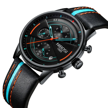OEM Accept NIBOSI 2389 Hot Sale Men Quartz Watch Fashion Chronograph Waterproof Leisure Sports Leather Watch Relogio Masculino