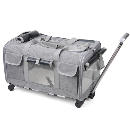 RM Wholesale Detachable Large Size Airline Approved Portable Cat Travel Trolley Pet Dog Carrier on Wheels 23.7*15.5*17 Inch
