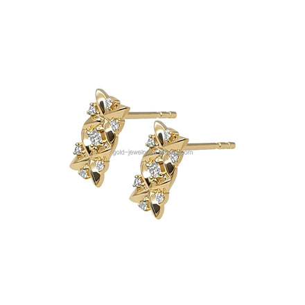 Fine Jewelry Diamond Studs Earrings 18k Real Yellow Gold Earrings Shining Diamonds Jewelry Set 18k Gold Earrings Wholesale