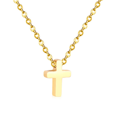 Fashion Personalized Choker Custom 18K Gold Plated Stainless Steel Charm Jewelry Cross Necklace Pendant Jewelry for Women