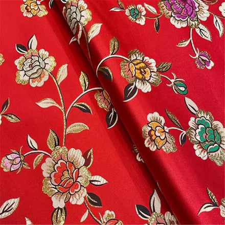 New Design Eastern Country Floral Flower Weave Jacquard Brocade Fabric for Vintage Women Festival Clothing