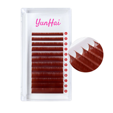 Private Label Color Eyelash Extension Tray Silk Colored False Mink Individual Colored Eye Lash