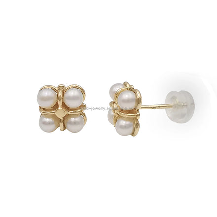 AU585 14k Gold Jewelry Pearl Earrings Fine Jewelry Pure Gold Earrings Good Quality Earrings 14k Jewelry Wholesale