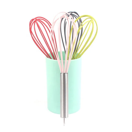 Hot Selling Eco-Friendly 10 Inch Wholesale Handheld Silicone Egg Whisk Stainless Steel Handle Manual Cream Butter Mixer Tools