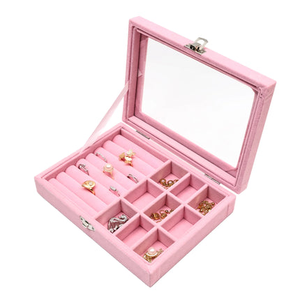 Jewelry Packaging Luxury Velvet Necklace Ring Bracelet Box Jewelry Storage Box with Glass Cover