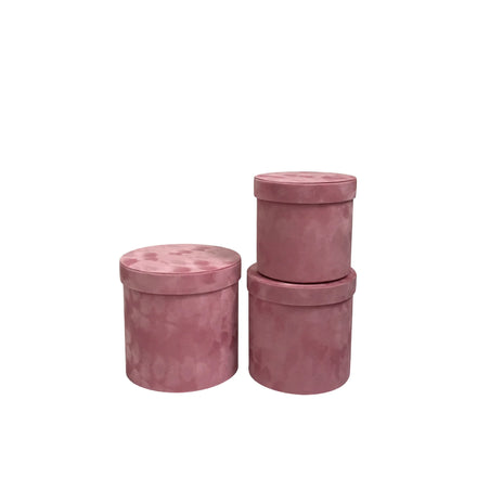 Luxury Gift Packaging Box Valentine's Day Mother's Day 3 Piece Set Round Velvet Eternal Flower Box for Wedding