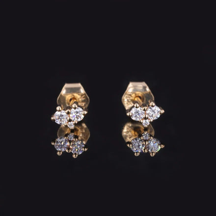 Starsgem Classic Women's 14K Solid Yellow Gold Lab Grown Diamonds Lovely Stud Earring Wedding Engagement Earrings