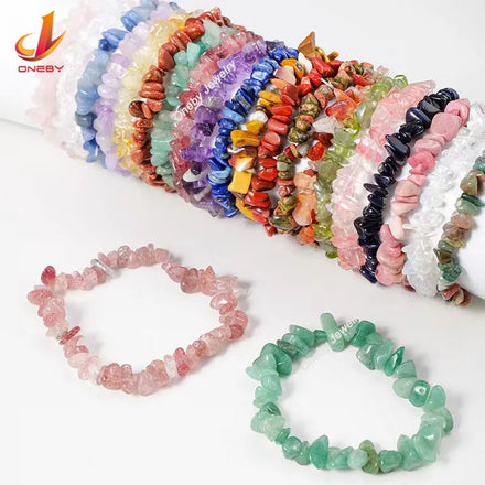 Crystals Wholesale Bulk Fashion Jewelry Bracelets Gemstone Chakra Crystal Chip Bracelet Natural Stone Bracelet