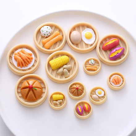 Hot Sale 45mm New Round Large Simulation Food Steamer Basket Diy Fridge Magnet Part Accessories Resin Cabochon