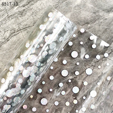 Polka Dot Pattern Foil Transparent Vinyl Jelly PVC Holographic Fabric Leather With Sliver Holographic Foil for Bags Bows DIY