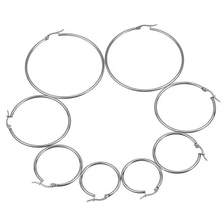 3/4/5/6/7 CM Stainless Steel Thin Hoop Earrings Jewelry 18K Gold Plated Round Huggie Wire Big Size Earring for Women